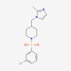 molecular formula C16H20ClN3O2S B2746732 1-((3-chlorophenyl)sulfonyl)-4-((2-methyl-1H-imidazol-1-yl)methyl)piperidine CAS No. 1396886-94-4