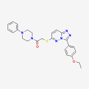 molecular formula C25H26N6O2S B2746748 2-[[3-(4-Ethoxyphenyl)-[1,2,4]triazolo[4,3-b]pyridazin-6-yl]sulfanyl]-1-(4-phenylpiperazin-1-yl)ethanone CAS No. 852376-98-8
