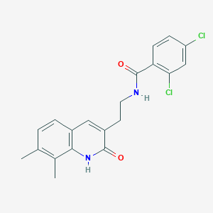 molecular formula C20H18Cl2N2O2 B2746756 2,4-dichloro-N-[2-(7,8-dimethyl-2-oxo-1H-quinolin-3-yl)ethyl]benzamide CAS No. 851407-71-1