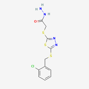 molecular formula C11H11ClN4OS3 B2746763 2-[(5-{[(2-Chlorophenyl)methyl]sulfanyl}-1,3,4-thiadiazol-2-yl)sulfanyl]acetohydrazide CAS No. 893726-70-0