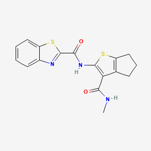 molecular formula C17H15N3O2S2 B2746777 N-[3-(methylcarbamoyl)-5,6-dihydro-4H-cyclopenta[b]thiophen-2-yl]-1,3-benzothiazole-2-carboxamide CAS No. 868965-59-7