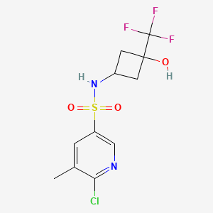 molecular formula C11H12ClF3N2O3S B2746779 6-Chloro-N-[3-hydroxy-3-(trifluoromethyl)cyclobutyl]-5-methylpyridine-3-sulfonamide CAS No. 2224198-72-3