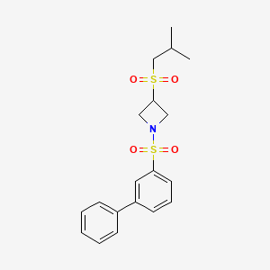 molecular formula C19H23NO4S2 B2746787 1-([1,1'-联苯基]-3-磺酰)-3-(异丁基磺酰)氮杂环丁烷 CAS No. 1797178-10-9