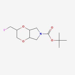 molecular formula C12H20INO4 B2746789 叔丁基 3-(碘甲基)-2,3,4a,5,7,7a-六氢-[1,4]二氧杂环[2,3-c]吡咯-6-甲酸酯 CAS No. 2384698-15-9