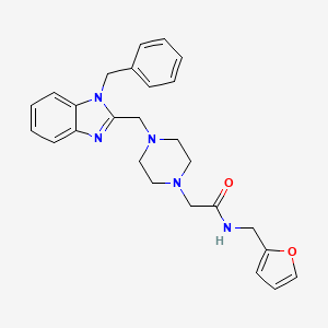 molecular formula C26H29N5O2 B2746793 2-(4-((1-benzyl-1H-benzo[d]imidazol-2-yl)methyl)piperazin-1-yl)-N-(furan-2-ylmethyl)acetamide CAS No. 1170647-53-6