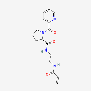 molecular formula C16H20N4O3 B2746795 (2S)-N-[2-(Prop-2-enoylamino)ethyl]-1-(pyridine-2-carbonyl)pyrrolidine-2-carboxamide CAS No. 2361589-04-8