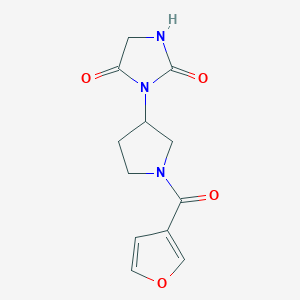 molecular formula C12H13N3O4 B2746810 3-(1-(Furan-3-carbonyl)pyrrolidin-3-yl)imidazolidine-2,4-dione CAS No. 2034269-86-6