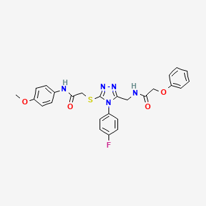 molecular formula C26H24FN5O4S B2746812 N-((4-(4-氟苯基)-5-((2-((4-甲氧基苯基)氨基)-2-氧代乙基)硫基)-4H-1,2,4-三唑-3-基)甲基)-2-苯氧基乙酰胺 CAS No. 394214-81-4