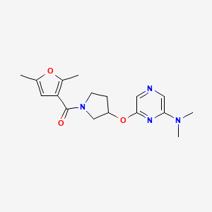 molecular formula C17H22N4O3 B2746816 (3-((6-(Dimethylamino)pyrazin-2-yl)oxy)pyrrolidin-1-yl)(2,5-dimethylfuran-3-yl)methanone CAS No. 2034317-90-1