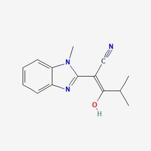 molecular formula C14H15N3O B2746817 (E)-4-甲基-2-(1-甲基-1H-苯并[d]咪唑-2(3H)-基亚甲基)-3-氧代戊腈 CAS No. 392238-89-0