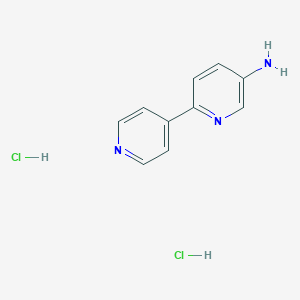 molecular formula C10H11Cl2N3 B2746818 6-吡啶-4-基吡啶-3-胺；二盐酸盐 CAS No. 2377030-90-3