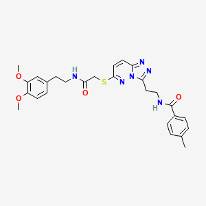 molecular formula C27H30N6O4S B2746821 N-(2-(6-((2-((3,4-dimethoxyphenethyl)amino)-2-oxoethyl)thio)-[1,2,4]triazolo[4,3-b]pyridazin-3-yl)ethyl)-4-methylbenzamide CAS No. 872995-15-8
