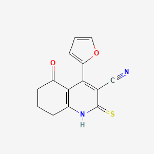 molecular formula C14H10N2O2S B2746839 4-(Furan-2-yl)-5-oxo-2-sulfanyl-5,6,7,8-tetrahydroquinoline-3-carbonitrile CAS No. 851176-03-9