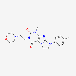 molecular formula C21H26N6O3 B2746847 4-Methyl-6-(4-methylphenyl)-2-(2-morpholin-4-ylethyl)-7,8-dihydropurino[7,8-a]imidazole-1,3-dione CAS No. 838898-13-8
