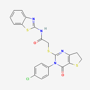 N-(1,3-benzothiazol-2-yl)-2-[[3-(4-chlorophenyl)-4-oxo-6,7-dihydrothieno[3,2-d]pyrimidin-2-yl]sulfanyl]acetamide