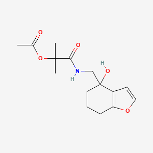 molecular formula C15H21NO5 B2746858 1-(((4-羟基-4,5,6,7-四氢苯并呋喃-4-基)甲基)氨基)-2-甲基-1-氧代丙烷-2-基乙酸酯 CAS No. 2319641-17-1