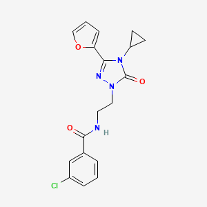 molecular formula C18H17ClN4O3 B2746860 3-chloro-N-(2-(4-cyclopropyl-3-(furan-2-yl)-5-oxo-4,5-dihydro-1H-1,2,4-triazol-1-yl)ethyl)benzamide CAS No. 1797584-67-8