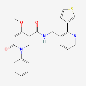 4-methoxy-6-oxo-1-phenyl-N-((2-(thiophen-3-yl)pyridin-3-yl)methyl)-1,6-dihydropyridine-3-carboxamide
