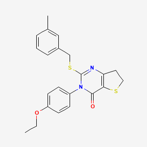 molecular formula C22H22N2O2S2 B2746866 3-(4-乙氧苯基)-2-((3-甲基苯基)硫基)-6,7-二氢噻吩并[3,2-d]嘧啶-4(3H)-酮 CAS No. 686772-68-9