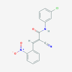 molecular formula C16H10ClN3O3 B2746876 (2E)-N-(3-chlorophenyl)-2-cyano-3-(2-nitrophenyl)prop-2-enamide CAS No. 341926-74-7