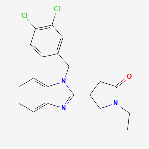 molecular formula C20H19Cl2N3O B2746889 4-{1-[(3,4-Dichlorophenyl)methyl]benzimidazol-2-yl}-1-ethylpyrrolidin-2-one CAS No. 915189-57-0