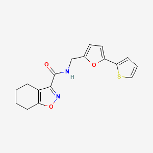 molecular formula C17H16N2O3S B2746895 N-((5-(thiophen-2-yl)furan-2-yl)methyl)-4,5,6,7-tetrahydrobenzo[d]isoxazole-3-carboxamide CAS No. 2034271-32-2