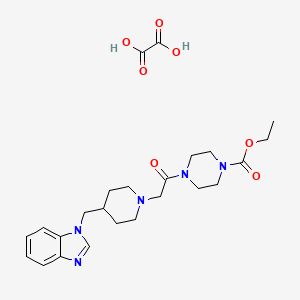 molecular formula C24H33N5O7 B2746897 ethyl 4-(2-(4-((1H-benzo[d]imidazol-1-yl)methyl)piperidin-1-yl)acetyl)piperazine-1-carboxylate oxalate CAS No. 1351586-48-5