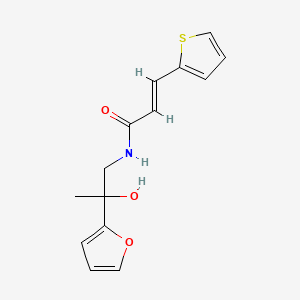 molecular formula C14H15NO3S B2746900 (E)-N-(2-(furan-2-yl)-2-hydroxypropyl)-3-(thiophen-2-yl)acrylamide CAS No. 1396892-80-0