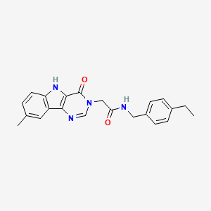 molecular formula C22H22N4O2 B2746917 N-(4-乙基苯基甲基)-2-(8-甲基-4-氧代-4,5-二氢-3H-嘧啶并[5,4-b]吲哚-3-基)乙酰胺 CAS No. 1189676-90-1