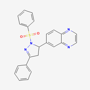 molecular formula C23H18N4O2S B2746918 6-(3-phenyl-1-(phenylsulfonyl)-4,5-dihydro-1H-pyrazol-5-yl)quinoxaline CAS No. 946378-96-7
