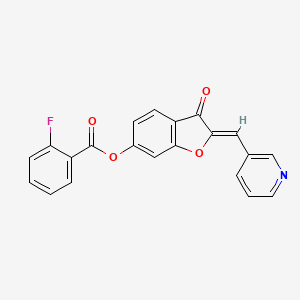 molecular formula C21H12FNO4 B2746926 (Z)-3-酮-2-(吡啶-3-基甲亚基)-2,3-二氢苯并呋喃-6-基 2-氟苯甲酸酯 CAS No. 622803-68-3