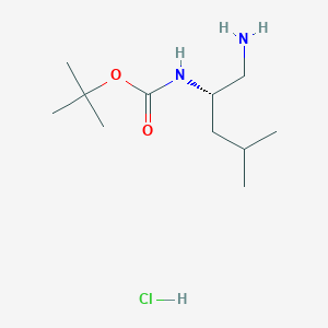 molecular formula C11H25ClN2O2 B2746931 Tert-butyl N-[(2S)-1-amino-4-methylpentan-2-yl]carbamate;hydrochloride CAS No. 2402789-95-9