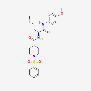 molecular formula C25H33N3O5S2 B2746932 (S)-N-(1-((4-methoxyphenyl)amino)-4-(methylthio)-1-oxobutan-2-yl)-1-tosylpiperidine-4-carboxamide CAS No. 956439-77-3