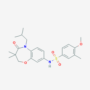 molecular formula C23H30N2O5S B2746934 N-(5-isobutyl-3,3-dimethyl-4-oxo-2,3,4,5-tetrahydrobenzo[b][1,4]oxazepin-8-yl)-4-methoxy-3-methylbenzenesulfonamide CAS No. 921998-08-5