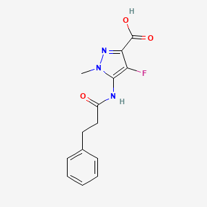 molecular formula C14H14FN3O3 B2746947 4-氟-1-甲基-5-(3-苯基丙酰基)-1H-吡唑并[3-氮杂-4-酮]丙酸 CAS No. 1713463-18-3