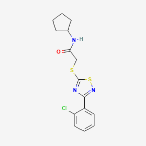 molecular formula C15H16ClN3OS2 B2746948 2-((3-(2-chlorophenyl)-1,2,4-thiadiazol-5-yl)thio)-N-cyclopentylacetamide CAS No. 864919-44-8
