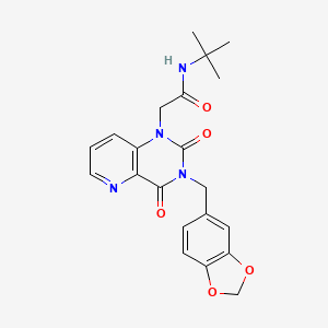 molecular formula C21H22N4O5 B2746953 2-(3-(benzo[d][1,3]dioxol-5-ylmethyl)-2,4-dioxo-3,4-dihydropyrido[3,2-d]pyrimidin-1(2H)-yl)-N-(tert-butyl)acetamide CAS No. 921543-68-2