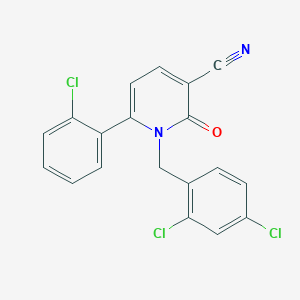 molecular formula C19H11Cl3N2O B2746962 6-(2-Chlorophenyl)-1-(2,4-dichlorobenzyl)-2-oxo-1,2-dihydro-3-pyridinecarbonitrile CAS No. 252059-18-0