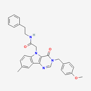 molecular formula C29H28N4O3 B2746966 2-(3-(4-methoxybenzyl)-8-methyl-4-oxo-3H-pyrimido[5,4-b]indol-5(4H)-yl)-N-phenethylacetamide CAS No. 1189861-85-5