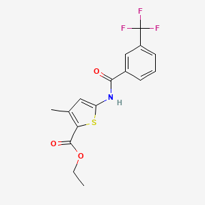 molecular formula C16H14F3NO3S B2746974 Ethyl 3-methyl-5-(3-(trifluoromethyl)benzamido)thiophene-2-carboxylate CAS No. 477567-85-4