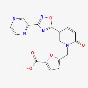 molecular formula C18H13N5O5 B2746980 methyl 5-((2-oxo-5-(3-(pyrazin-2-yl)-1,2,4-oxadiazol-5-yl)pyridin-1(2H)-yl)methyl)furan-2-carboxylate CAS No. 1396758-56-7