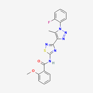 N-(3-(1-(2-fluorophenyl)-5-methyl-1H-1,2,3-triazol-4-yl)-1,2,4-thiadiazol-5-yl)-2-methoxybenzamide