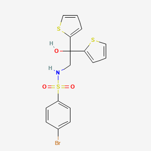 molecular formula C16H14BrNO3S3 B2746987 4-bromo-N-(2-hydroxy-2,2-di(thiophen-2-yl)ethyl)benzenesulfonamide CAS No. 2034573-90-3
