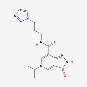 molecular formula C16H20N6O2 B2746991 N-(3-(1H-imidazol-1-yl)propyl)-5-isopropyl-3-oxo-3,5-dihydro-2H-pyrazolo[4,3-c]pyridine-7-carboxamide CAS No. 1207031-39-7