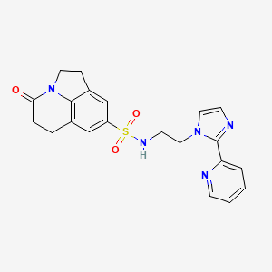 molecular formula C21H21N5O3S B2746997 4-氧代-N-(2-(2-(吡啶-2-基)-1H-咪唑-1-基)乙基)-2,4,5,6-四氢-1H-吡咯并[3,2,1-ij]喹啉-8-磺酰胺 CAS No. 2034234-18-7