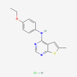 molecular formula C15H16ClN3OS B2747002 N-(4-ethoxyphenyl)-6-methylthieno[2,3-d]pyrimidin-4-amine hydrochloride CAS No. 1049712-42-6