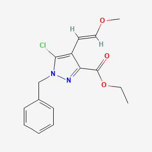 molecular formula C16H17ClN2O3 B2747009 乙酸苄基-5-氯-4-(2-甲氧基乙烯基)吡唑-3-羧酸乙酯 CAS No. 2095516-88-2