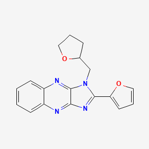 molecular formula C18H16N4O2 B2747015 2-(furan-2-yl)-1-((tetrahydrofuran-2-yl)methyl)-1H-imidazo[4,5-b]quinoxaline CAS No. 844649-28-1