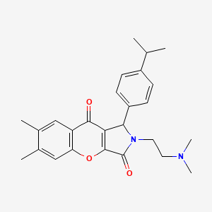 molecular formula C26H30N2O3 B2747020 2-(2-(Dimethylamino)ethyl)-1-(4-isopropylphenyl)-6,7-dimethyl-1,2-dihydrochromeno[2,3-c]pyrrole-3,9-dione CAS No. 631890-09-0
