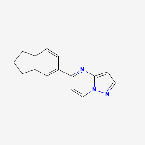molecular formula C16H15N3 B2747035 5-(2,3-二氢-1H-茚-5-基)-2-甲基吡唑并[1,5-a]嘧啶 CAS No. 866050-21-7
